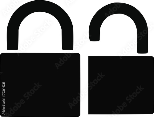 Padlock Silhouette Collection Secure and Open Lock Symbols