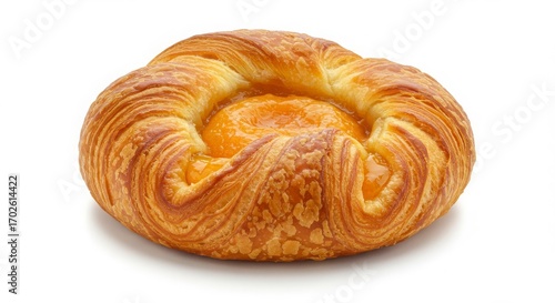 apricot Danish pastry isolated on white background for dessert or bakery presentation
