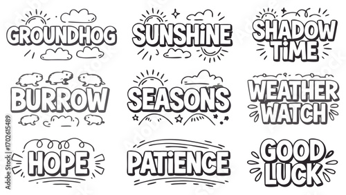 Weather Word Cloud: Captivating typography showcases various weather and seasonal themes, ideal for adding a touch of thematic style to any project. 