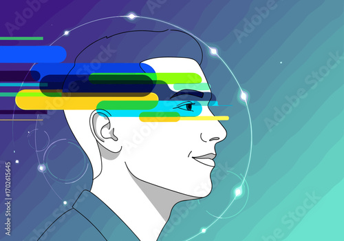 Exploring the future of human consciousness and digital integration through futuristic visualization
