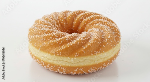 classic cruller donut isolated on white background for dessert or bakery presentation