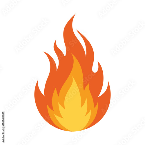 Stylized bright orange and yellow flame graphic icon symbol