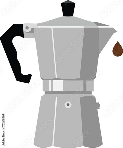 Italian stovetop espresso maker moka pot coffee maker vector illustration for cafe design