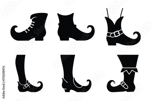 Elf shoe vector icon black color and white background