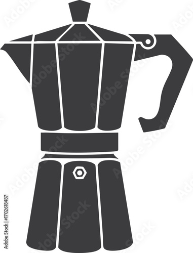 Italian stovetop espresso maker moka pot coffee maker vector illustration for cafe design