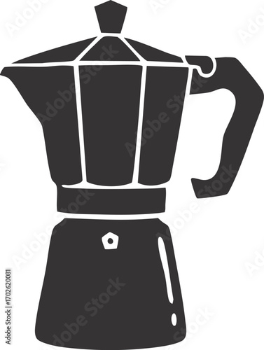 Italian stovetop espresso maker moka pot coffee maker vector illustration for cafe design