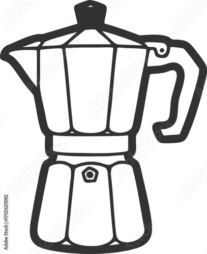 Italian stovetop espresso maker moka pot coffee maker vector illustration for cafe design