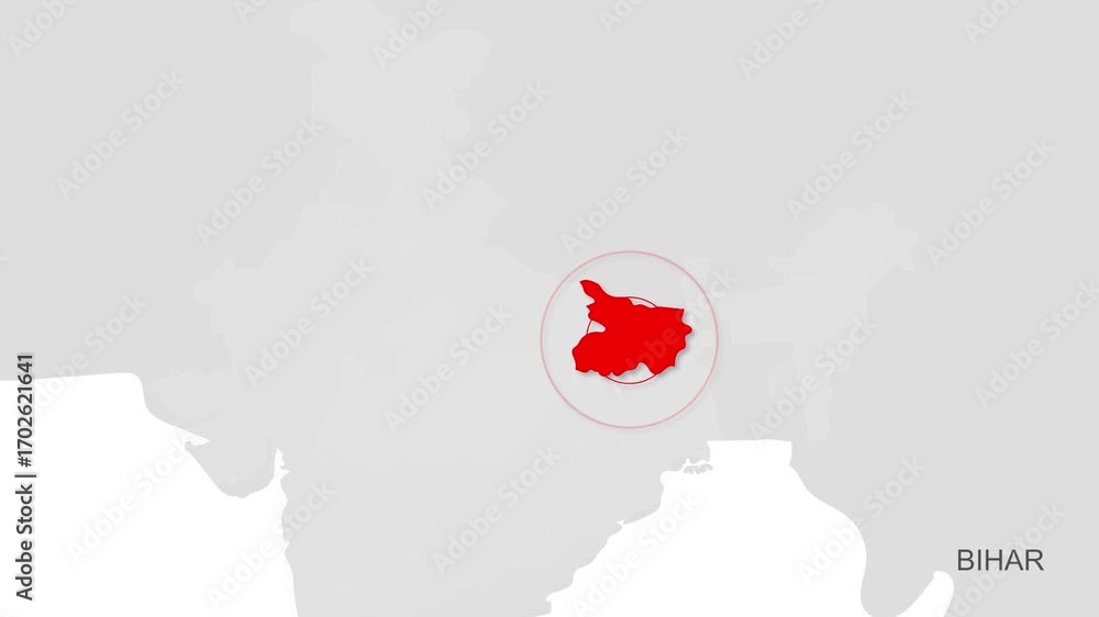 Bihar map video 8, Highlighted on India Map Video, with Borders ...
