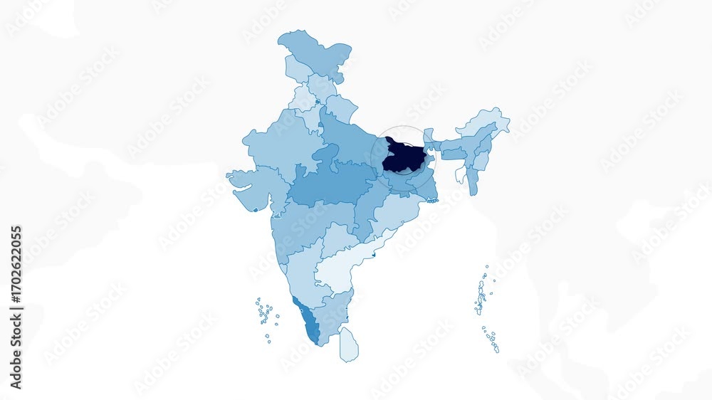 Bihar map video 11, Highlighted on India Map Video, with Borders ...