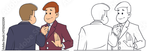 Two businessmen discuss business.