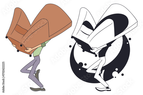 Man carries a chair.