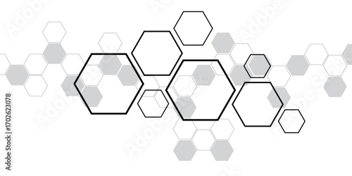 Digital technology background. Abstract hexagons background with lines and dot. Abstract background with hexagon, modern abstract vector polygonal pattern. Surface polygon pattern with glowing hexagon