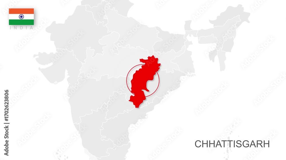 Chhattisgarh map video 4, Highlighted on India Map Video, with Borders ...