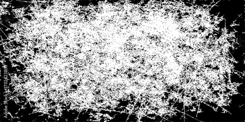 Abstract black and white grunge texture pattern with a vintage dirty border