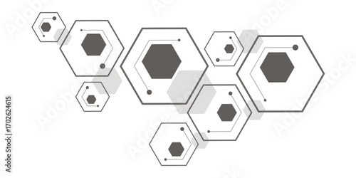 Digital technology background. Abstract hexagons background with lines and dot. Abstract background with hexagon, modern abstract vector polygonal pattern. Surface polygon pattern with glowing hexagon