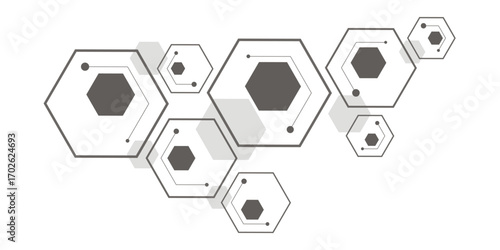Digital technology background. Abstract hexagons background with lines and dot. Abstract background with hexagon, modern abstract vector polygonal pattern. Surface polygon pattern with glowing hexagon