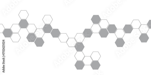 Digital technology background. Abstract hexagons background with lines and dot. Abstract background with hexagon, modern abstract vector polygonal pattern. Surface polygon pattern with glowing hexagon