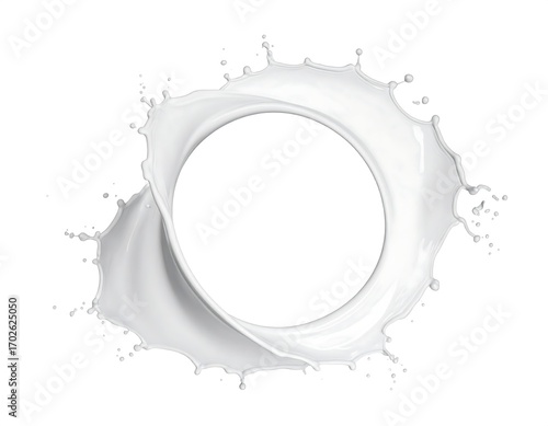 Milk splash circle on white