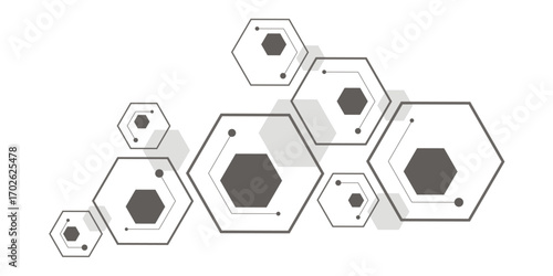 Digital technology background. Abstract hexagons background with lines and dot. Abstract background with hexagon, modern abstract vector polygonal pattern. Surface polygon pattern with glowing hexagon