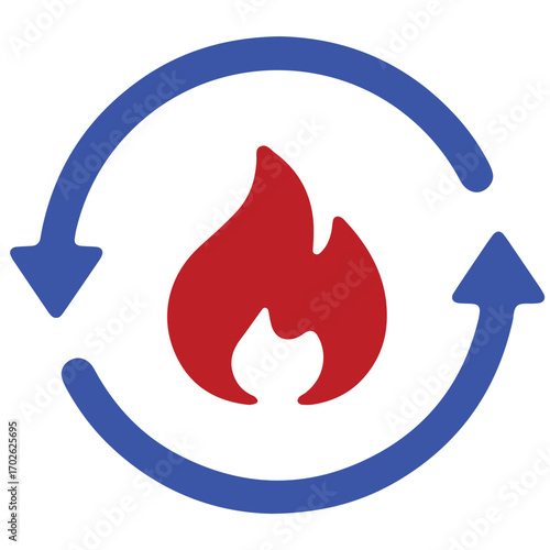 Fire Circle Arrow Sign Stock Vector