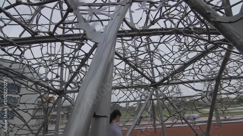 Abstract metal framework, intricate network
