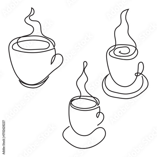 cups of coffee line art
