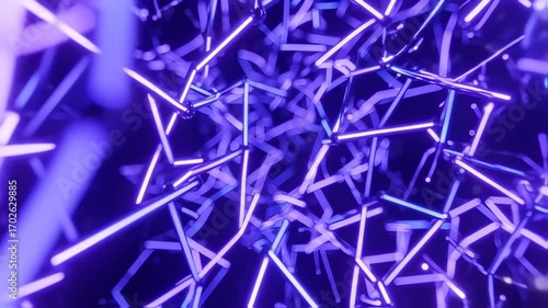 Abstract neon light lines in violet and blue