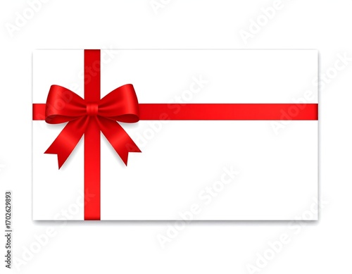 Gift card or present with red ribbon