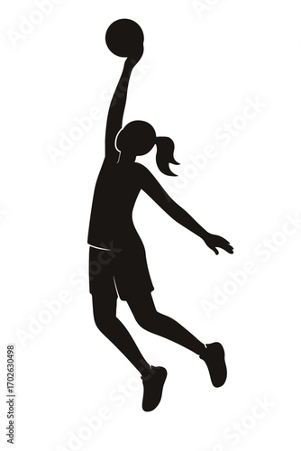 basketball player silhouette vector illustration high jump