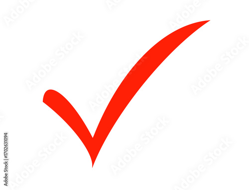 Red check mark isolated on transparent background