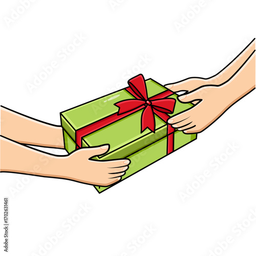 Vector Hands Giving Gift Box To Another Hands Gifting And Receiving Gift Concept Vector Illustration