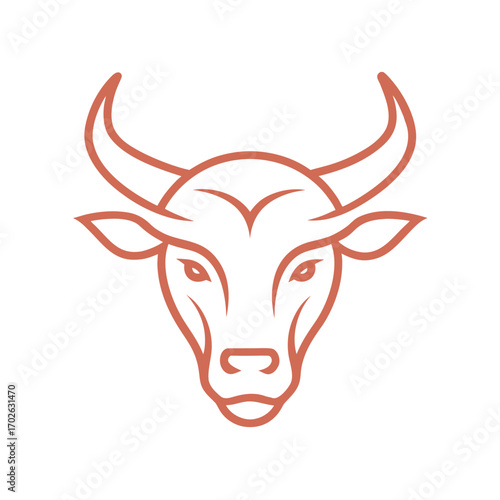 Minimal Line Art Strong Ox Silhouette Logo