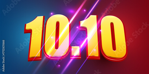 10.10 discount flash sale background. Vector illustration for shopping day, online shopping, special Offer coupon, voucher, banner template, websites, social media advertising. Vector illustration
