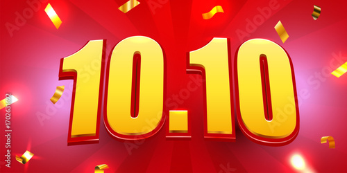 10.10 discount flash sale background. Vector illustration for shopping day, online shopping, special Offer coupon, voucher, banner template, websites, social media advertising. Vector illustration