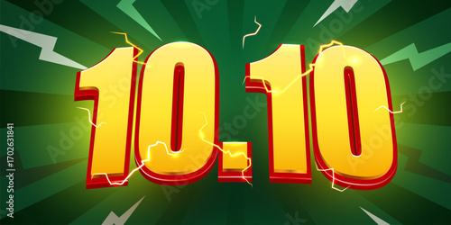 10.10 discount flash sale background. Vector illustration for shopping day, online shopping, special Offer coupon, voucher, banner template, websites, social media advertising. Vector illustration