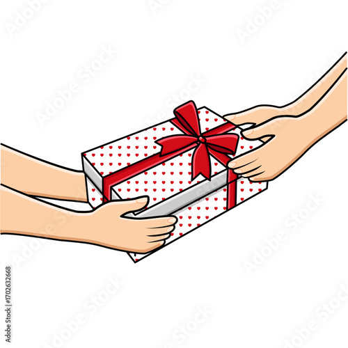 Vector Hands Giving Gift Box To Another Hands Gifting And Receiving Gift Concept Vector Illustration