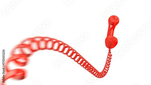 Cuadro en lienzo Red telephone receiver on white background