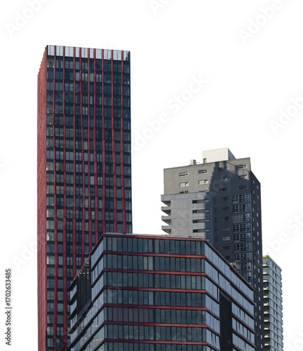 Modern skyscrapers on transparent background