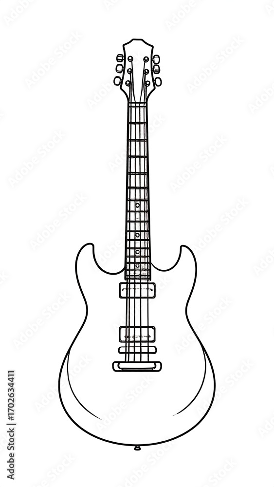Naklejka premium Simple outline drawing of an electric guitar