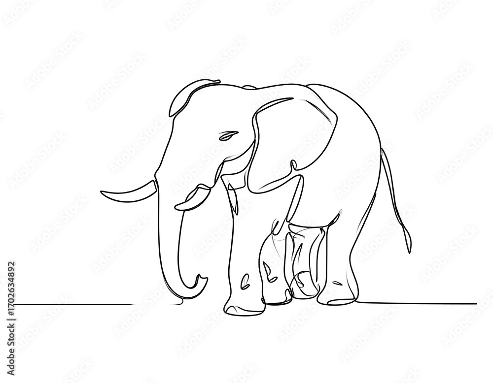 Fototapeta premium Continuous line drawing of an elephant