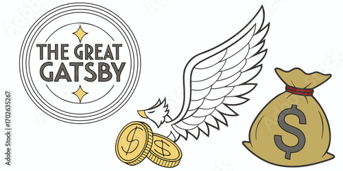 Collection of three distinct coin illustrations in various colors and styles perfect for financial or historical themes