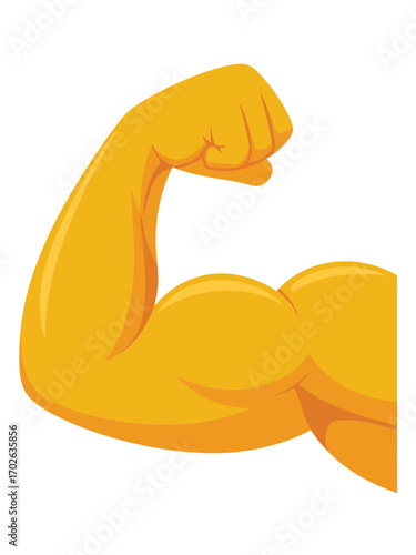 Strong flexed bicep muscle arm showing power and strength