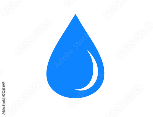 Blue water drop icon isolated on transparent background