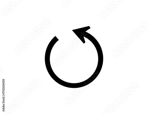 Black circular arrow icon indicating refresh or repeat action, isolated on transparent background