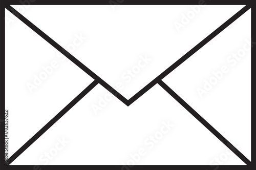 Simple envelope icon outline communication mail symbol silhouette white background