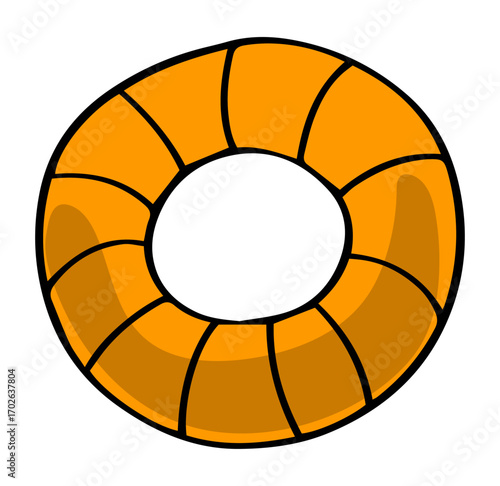 Buoyancy Icon: This artistic rendering shows an orange life preserver in a dynamic and clean illustrative style, conveying a sense of safety and support.