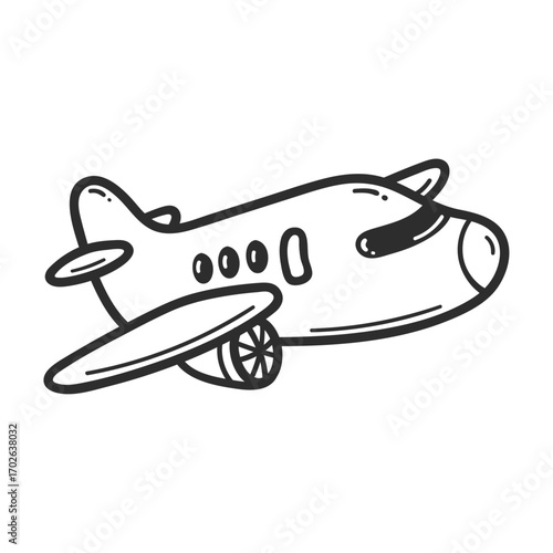 Hand-drawn Airplane: A whimsical, hand-drawn illustration of an airplane, ready for a journey, capturing the essence of air travel. 