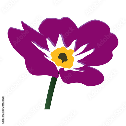 Violet Botanical Bloom: An artist's impression of a vibrant violet flower, meticulously rendered, showcasing the delicate artistry of floral design.