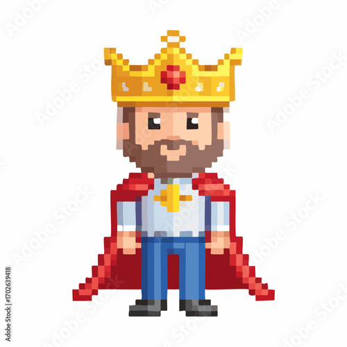 King Pixel Character with Crown