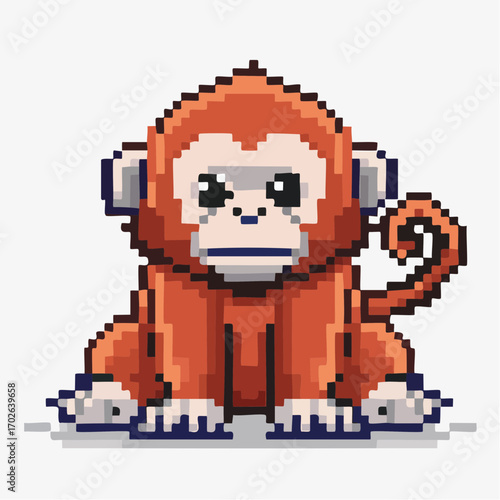Pixel Monkey Icon for Retro Adventure Game